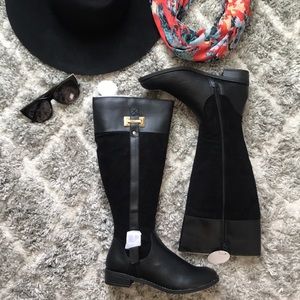 NWT Black Microsuede Riding Boots